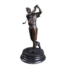 Спорт Бронзовая Скульптура Гольфист, Украшения Латунь Статуя Т-009